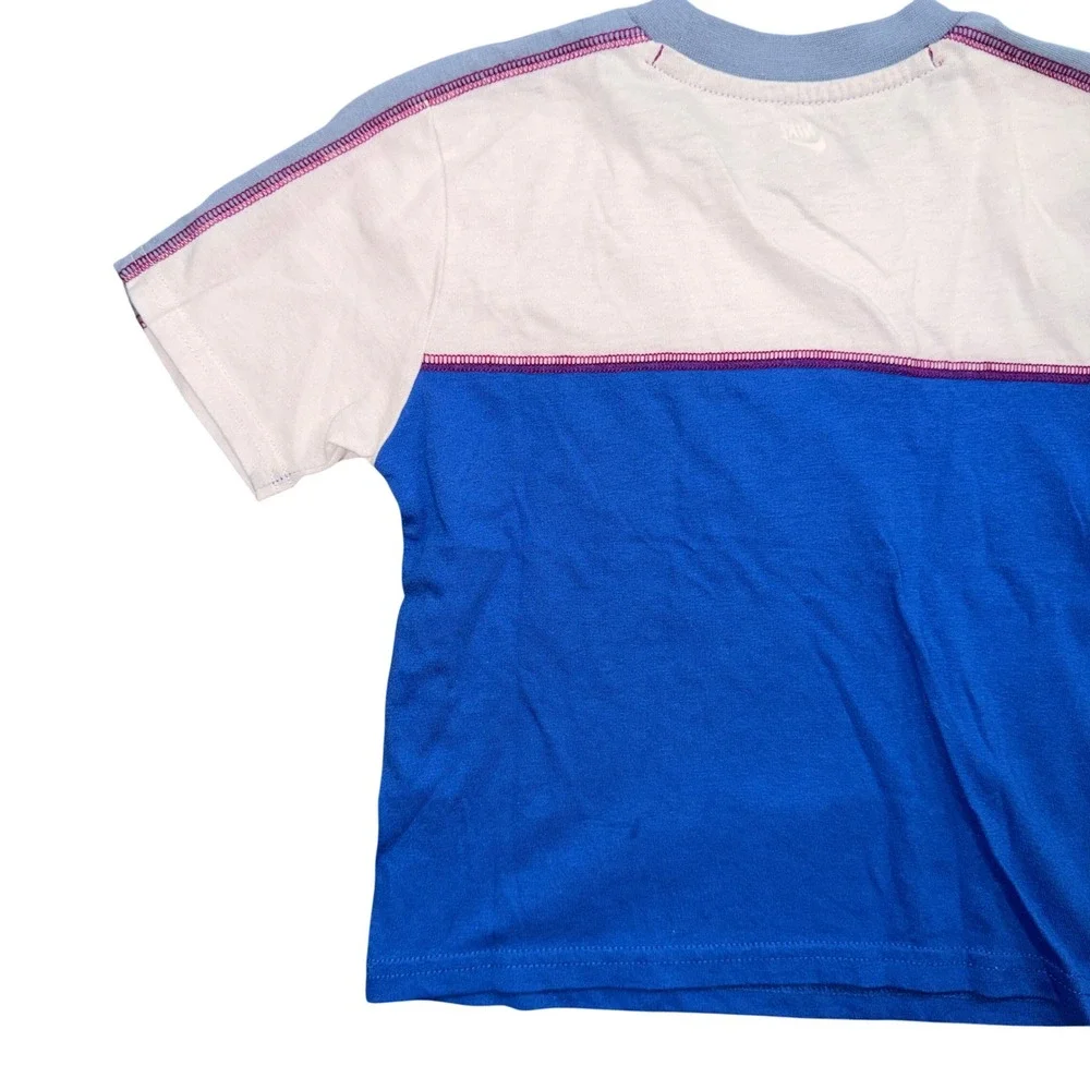 Nike Girls Colorblock Short Sleeve T-Shirt Blue White Size 4 XS 195231728151